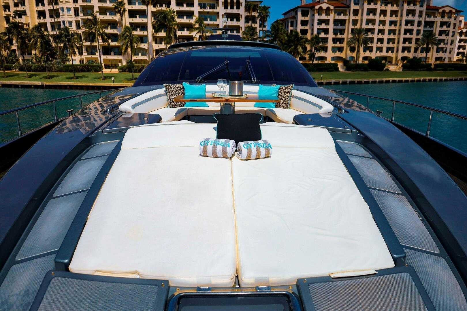 a car with a water view aboard GYPSEA Yacht for Sale