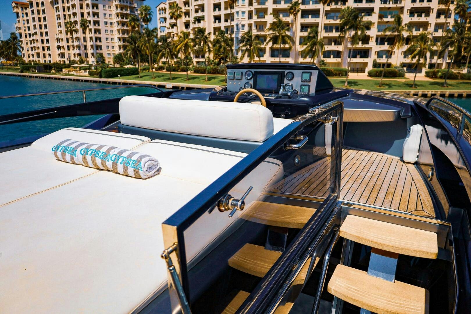 a boat with a paddle on the front aboard GYPSEA Yacht for Sale