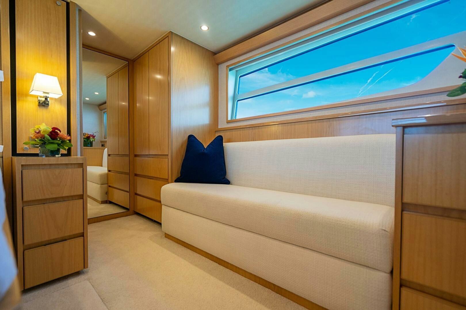 a room with a couch and a table aboard MARYBELLE Yacht for Sale