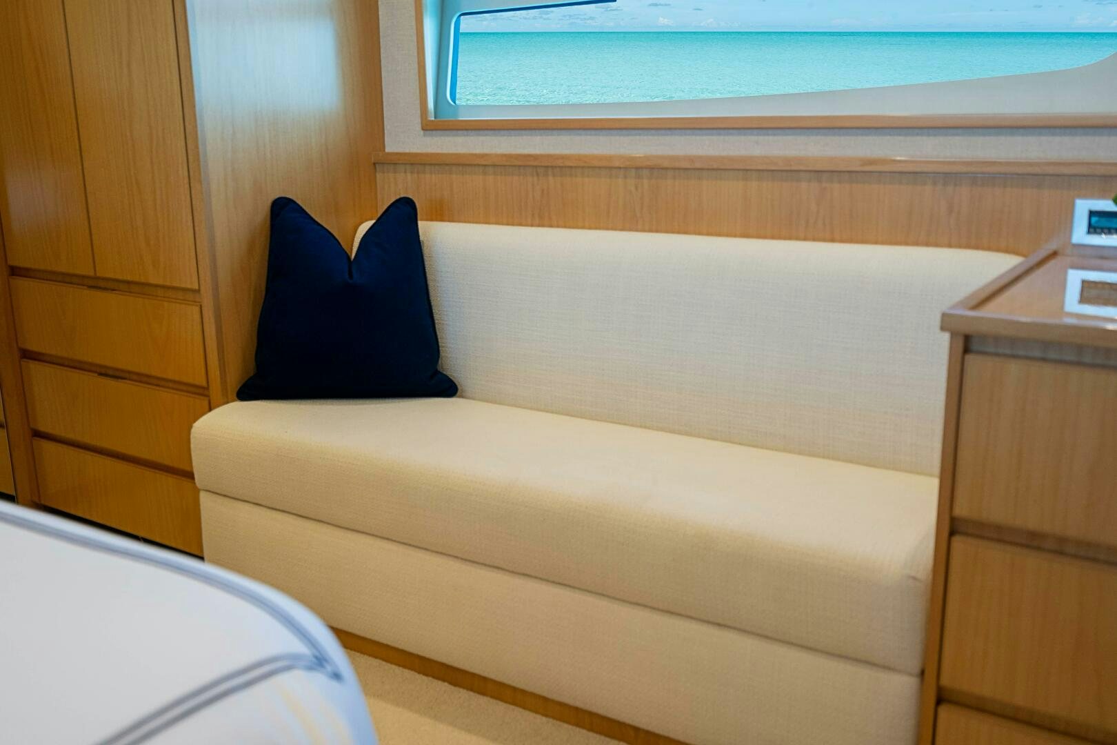 a couch in a room aboard MARYBELLE Yacht for Sale