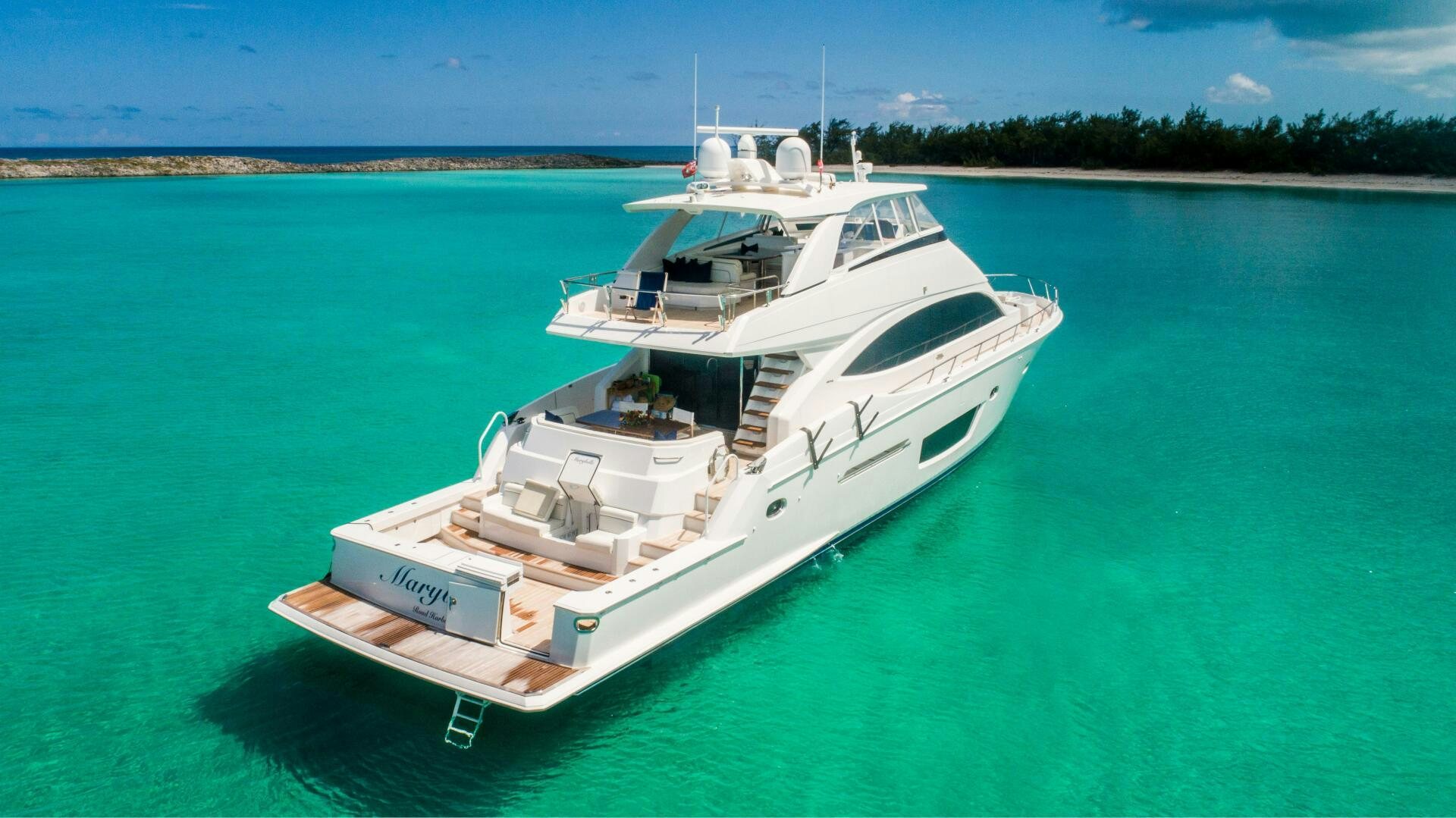 a white boat in the water aboard MARYBELLE Yacht for Sale