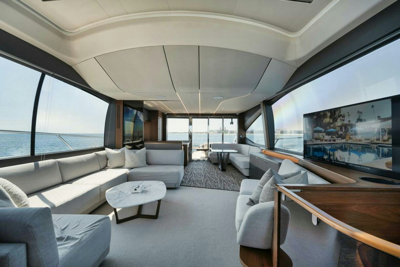 inside of a car aboard HOOKED HER Yacht for Sale