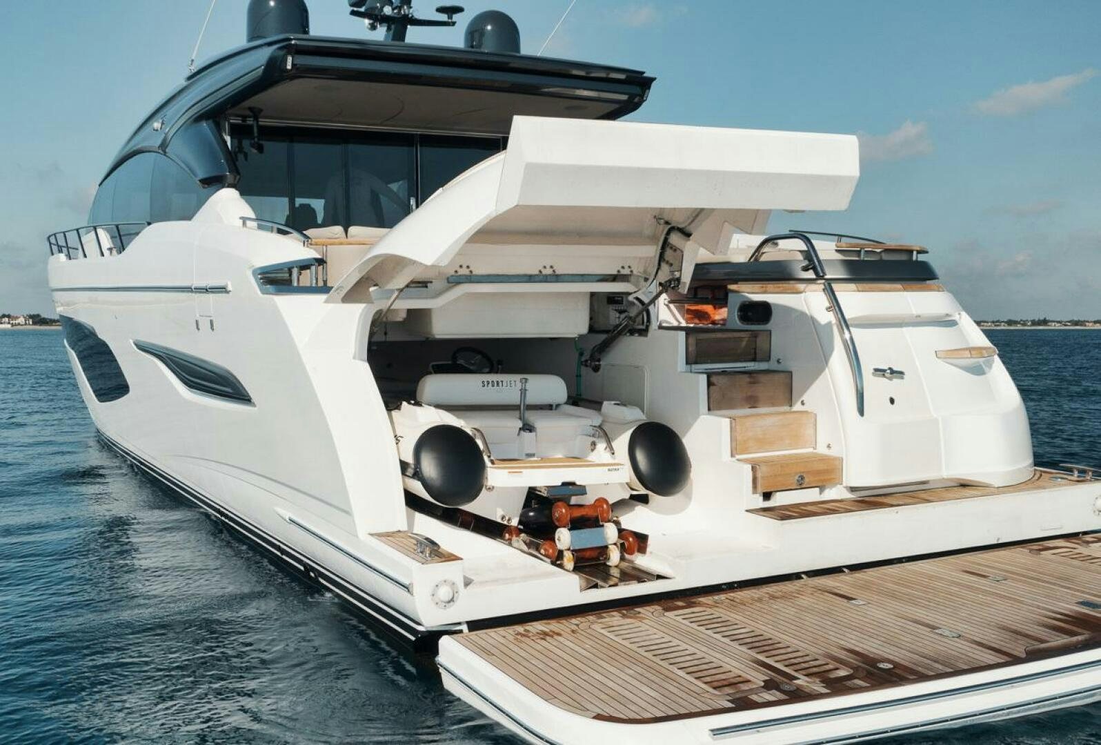 a boat on a dock aboard HOOKED HER Yacht for Sale