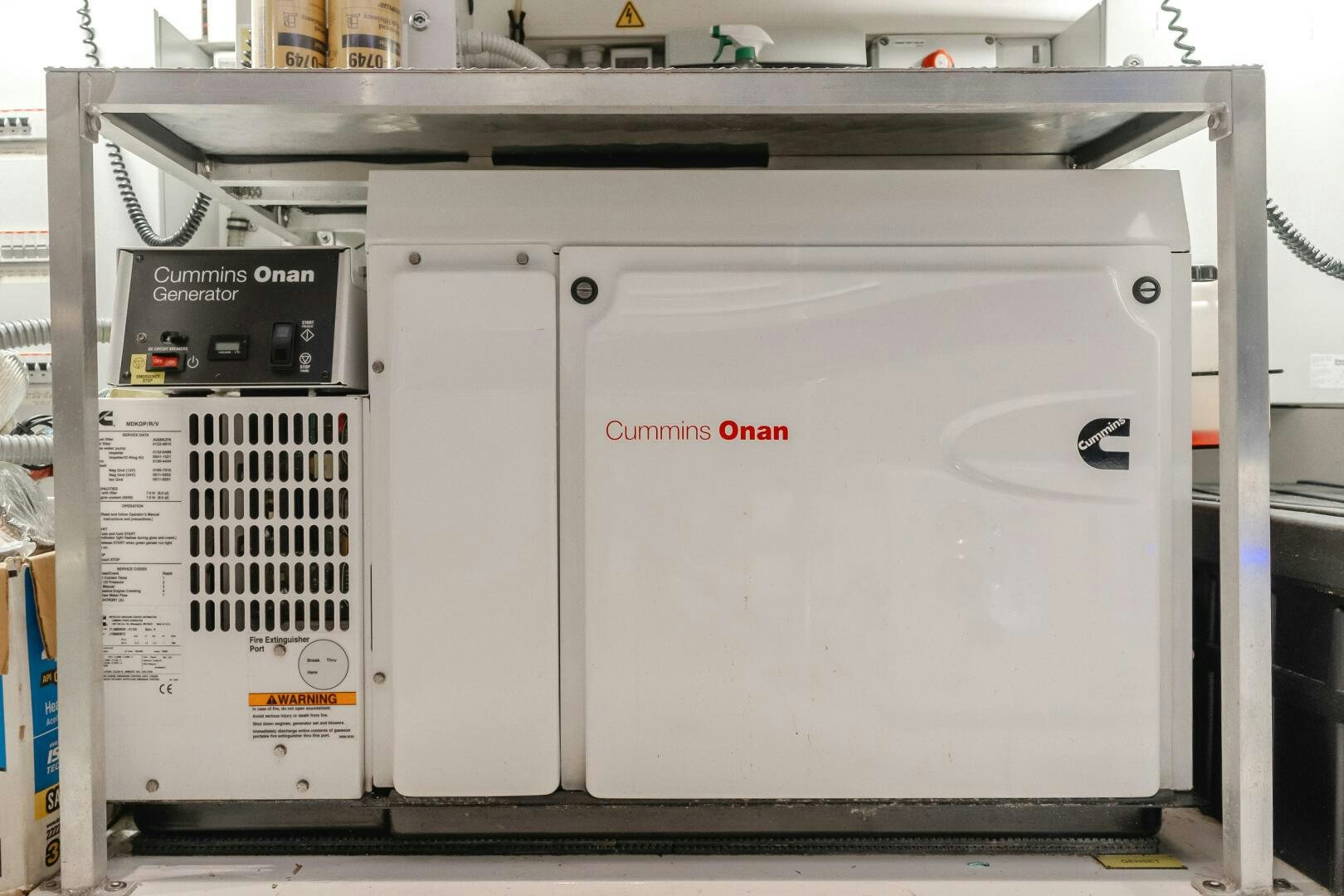 a white machine with a label aboard TCHANTCHES Yacht for Sale