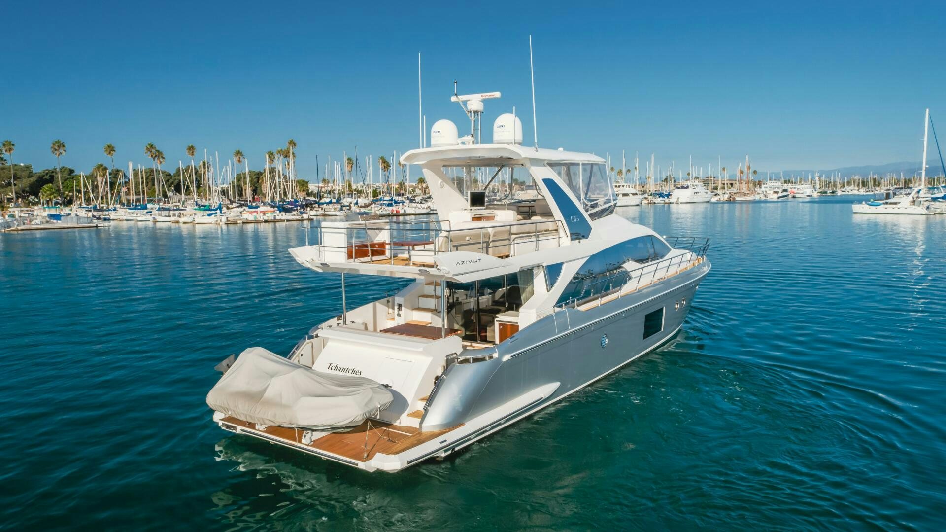 a large white boat in the water aboard TCHANTCHES Yacht for Sale