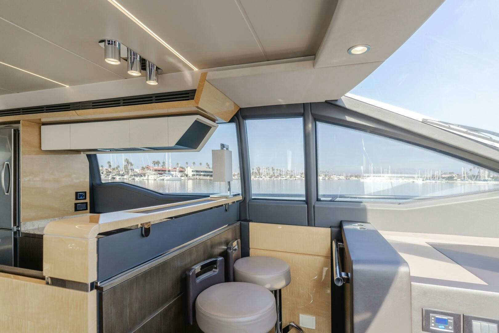 a bathroom with a large window aboard TCHANTCHES Yacht for Sale