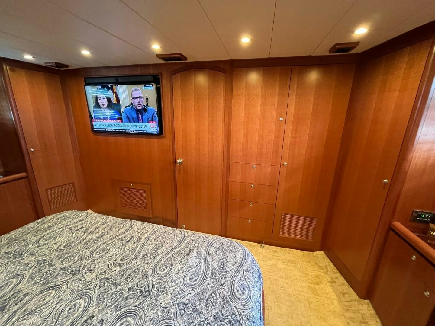 a bed in a room aboard SIG:PRN Yacht for Sale
