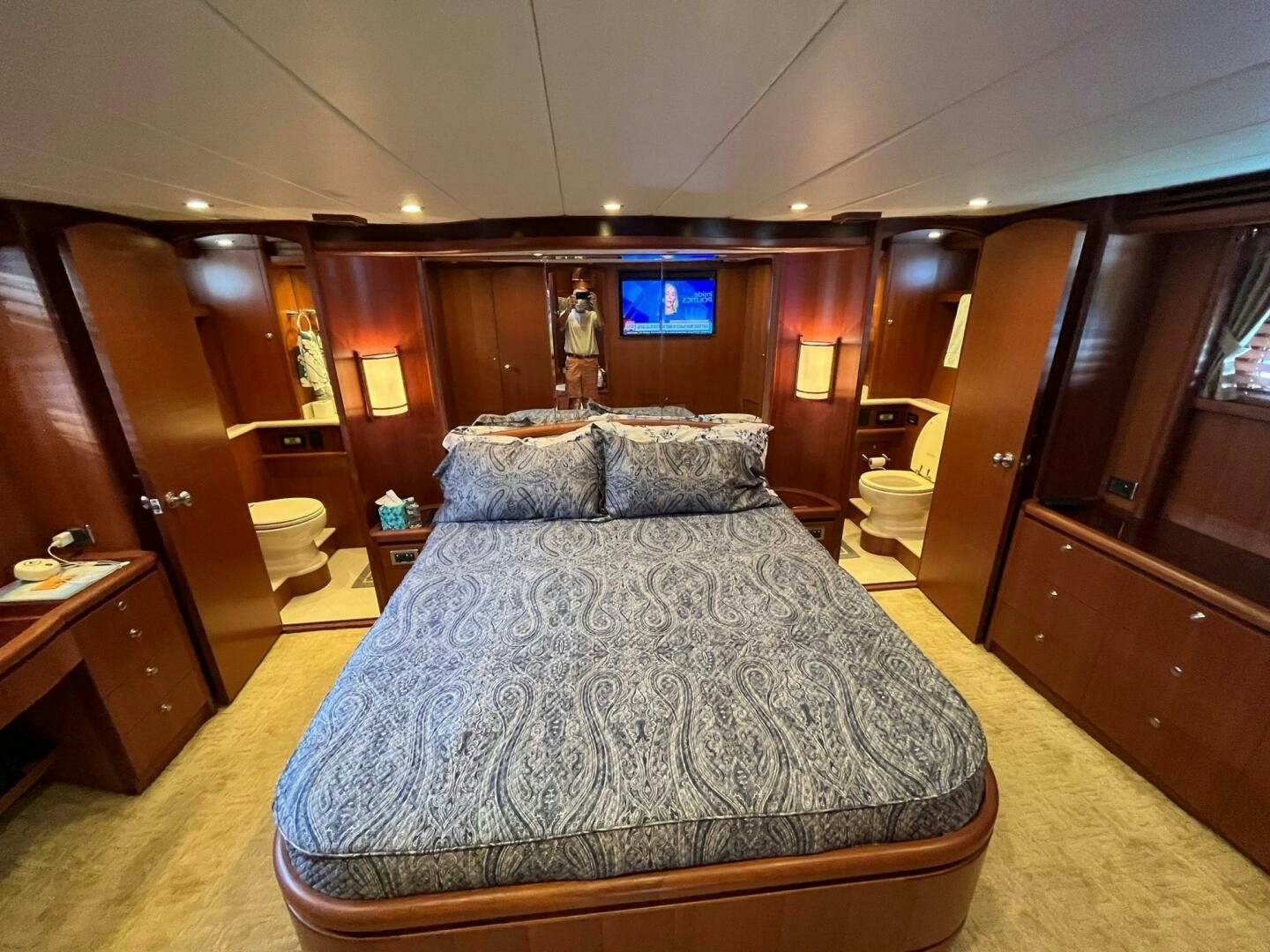 a bed in a room aboard SIG:PRN Yacht for Sale