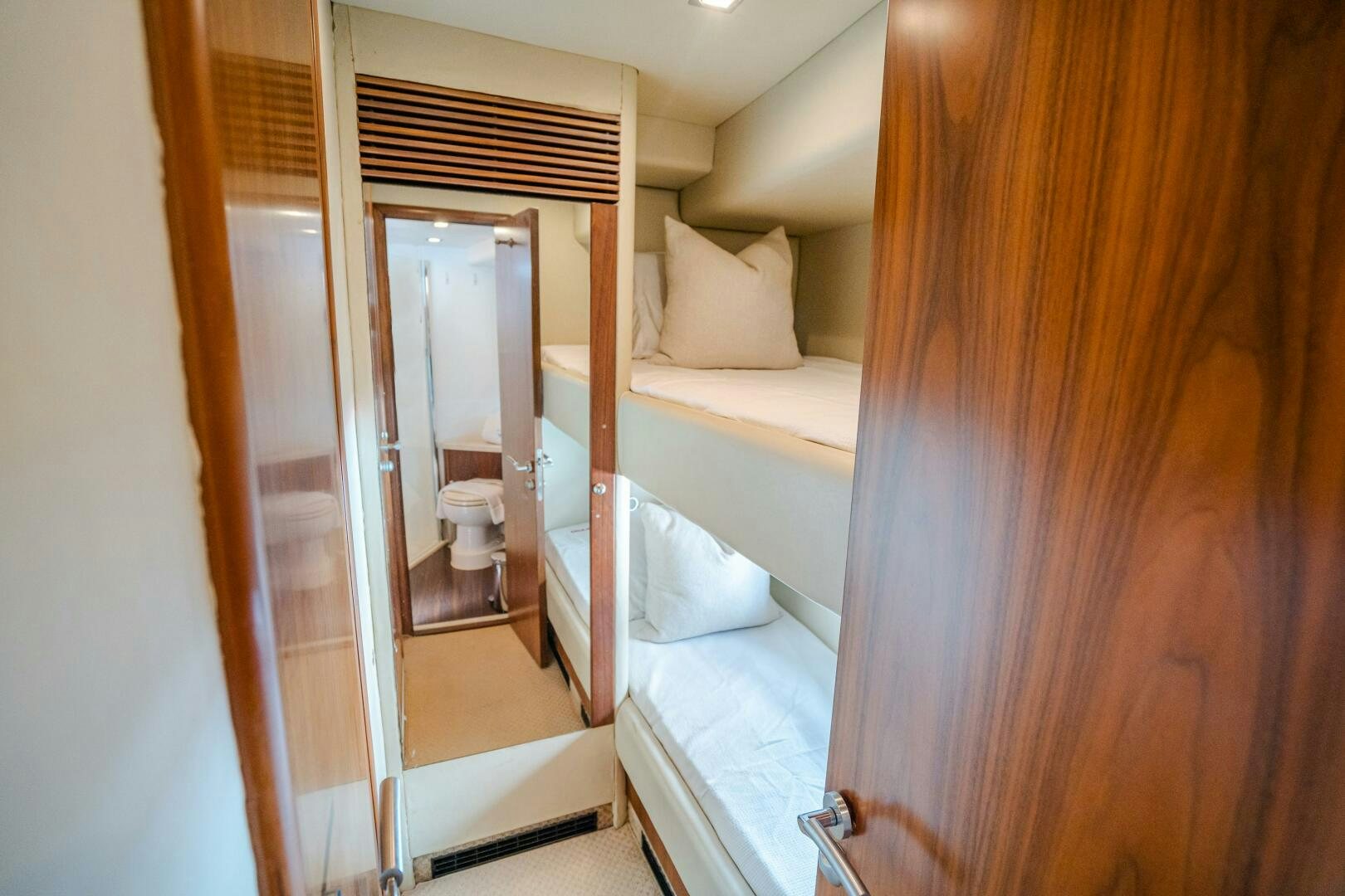 a bathroom with a mirror aboard BAR&CO Yacht for Sale