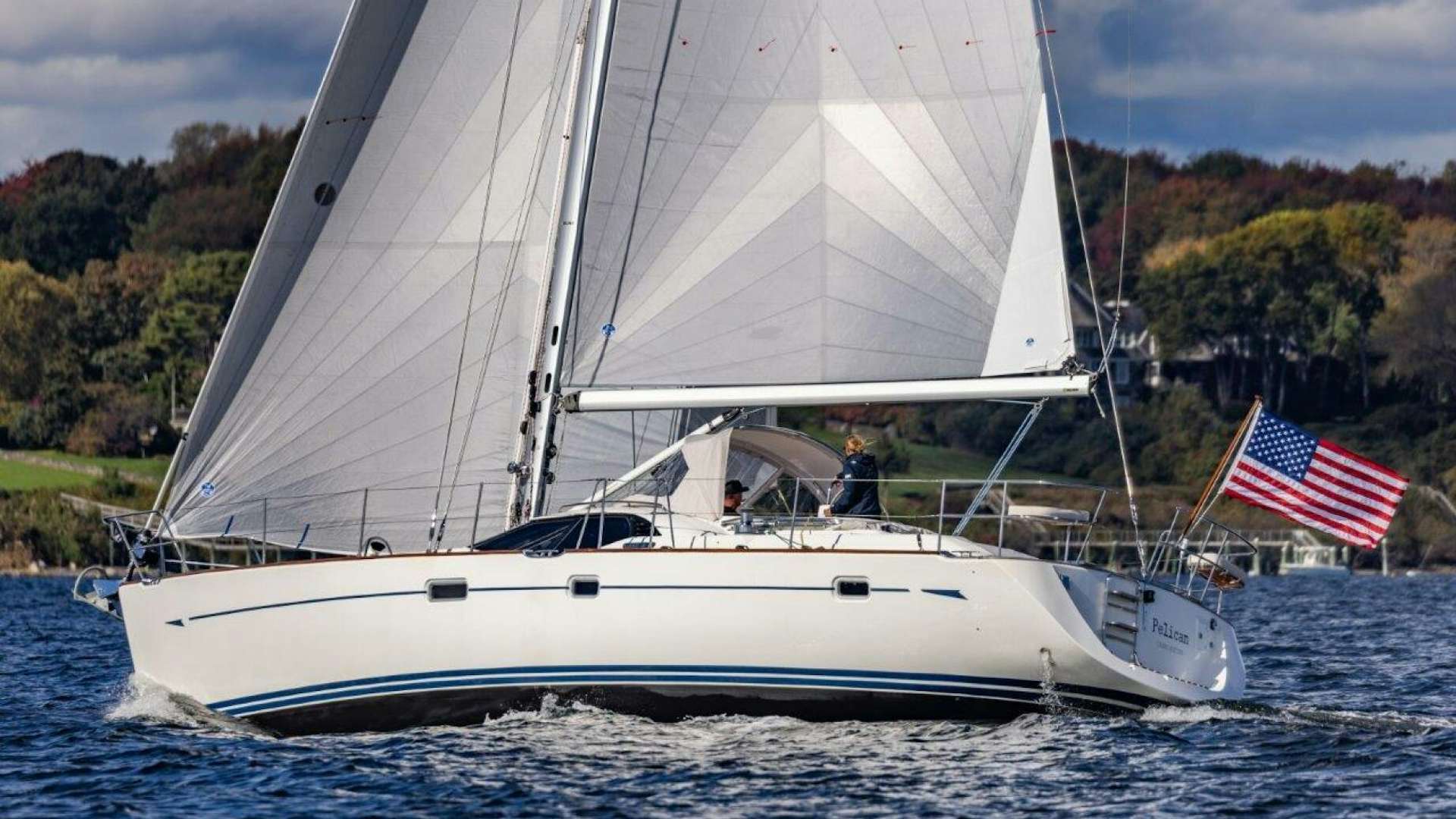 a boat on the water aboard Pelican Yacht for Sale