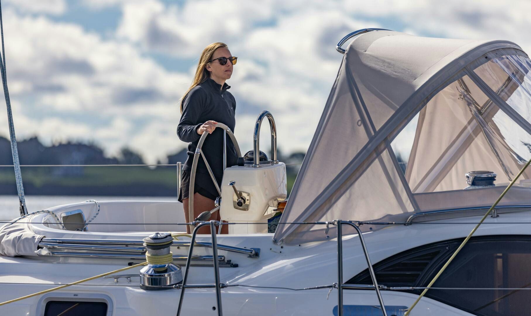a person standing on a boat aboard DOLCE VITA Yacht for Sale