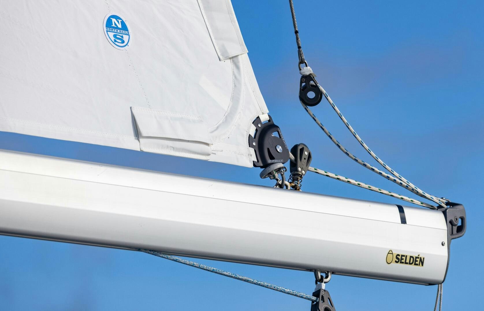 a white boat with a black hook attached to it aboard DOLCE VITA Yacht for Sale