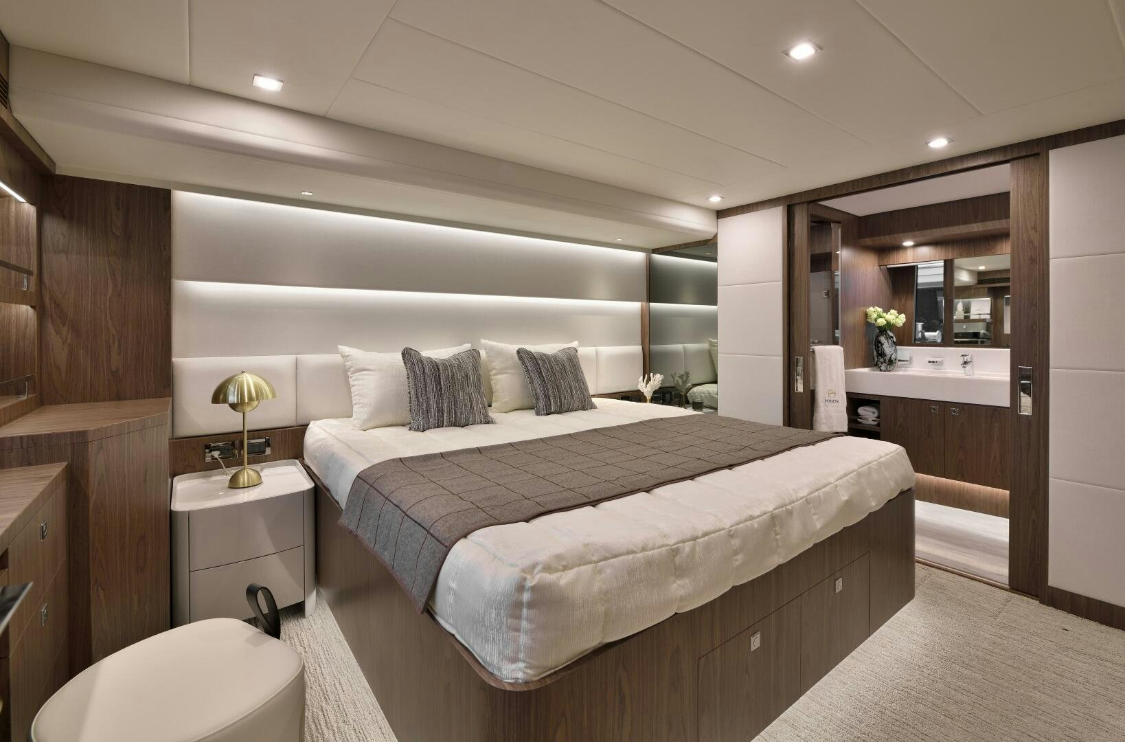a bed in a room aboard V77S 610 Yacht for Sale