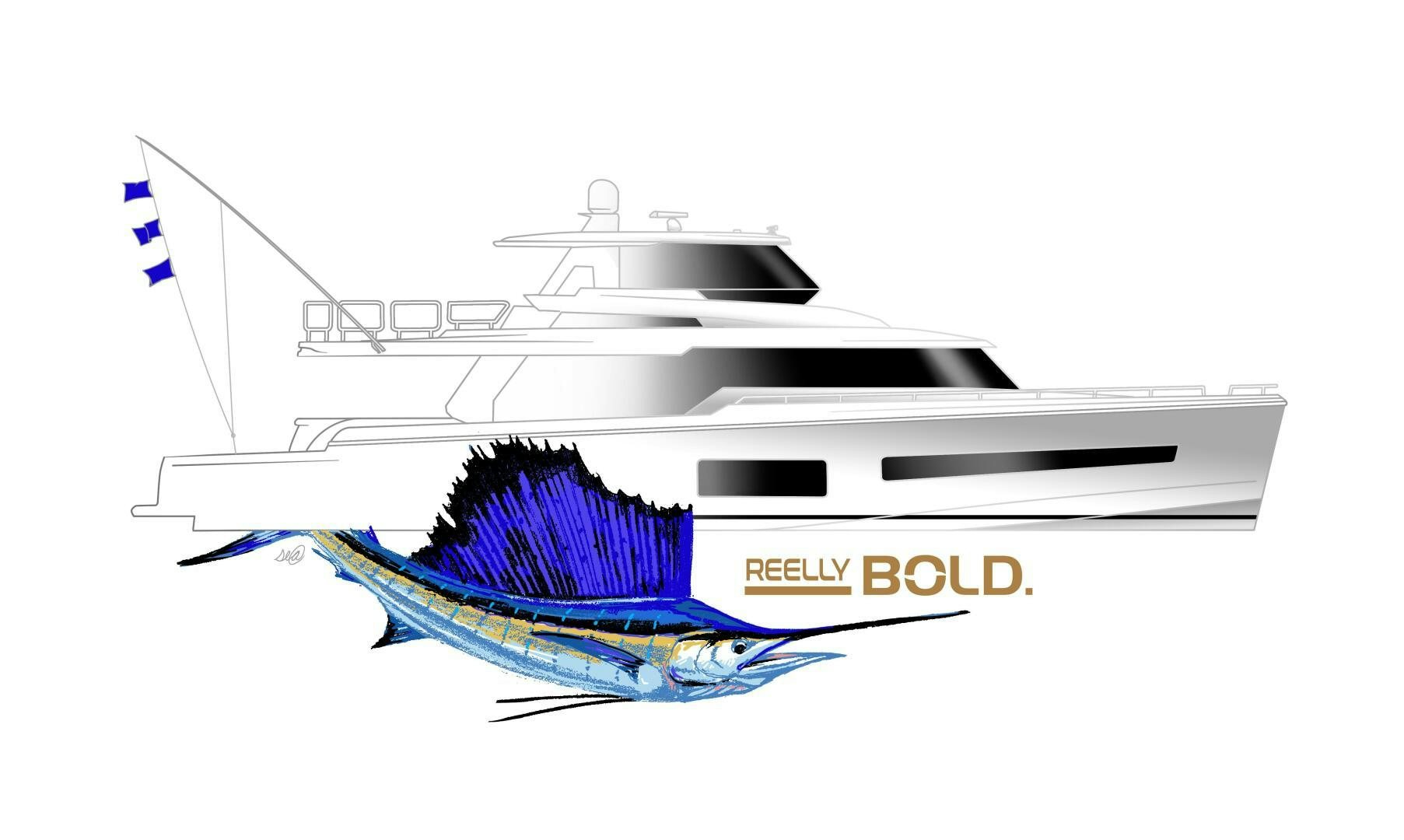 a model of a boat aboard V77S 610 Yacht for Sale