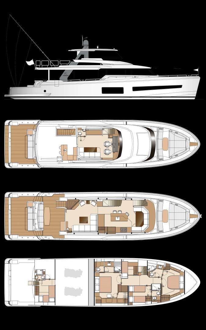 a white and black boat aboard V77S 610 Yacht for Sale