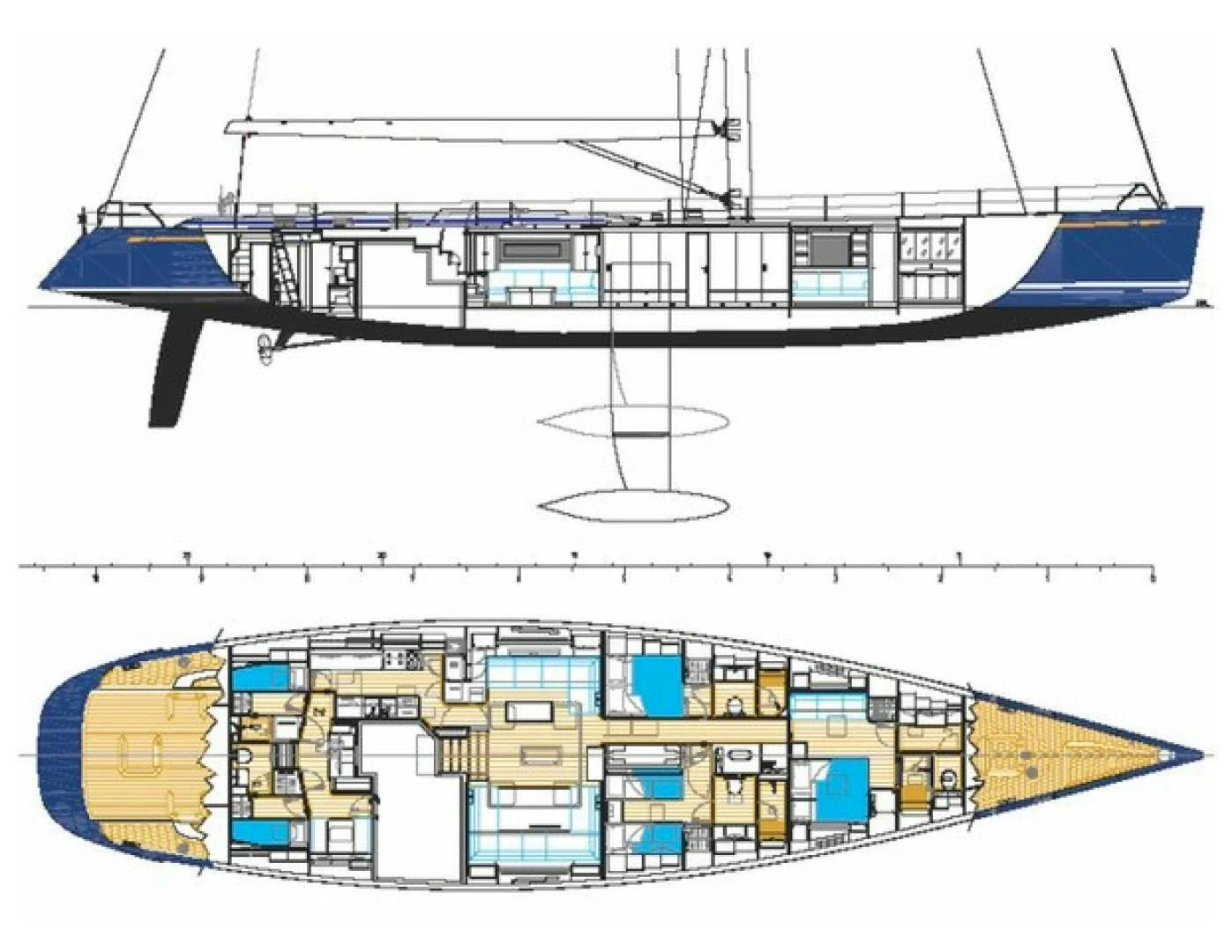 diagram, engineering drawing aboard HOPPETOSSE Yacht for Sale