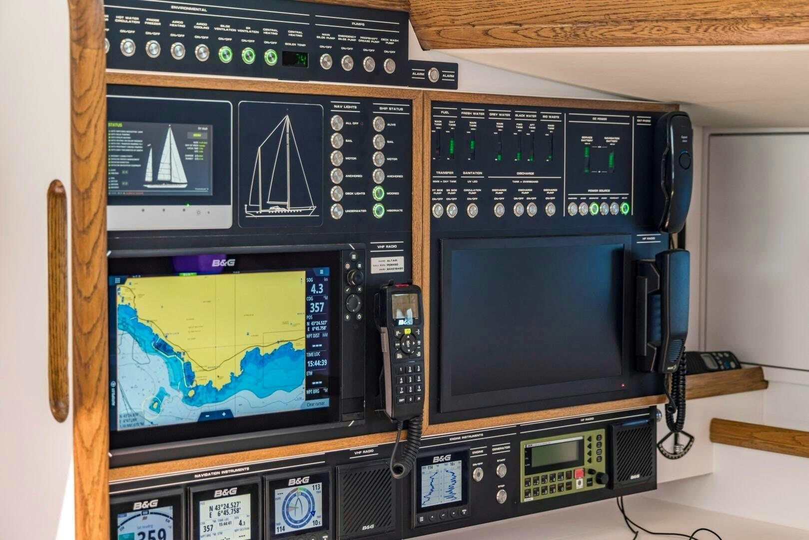 a couple of computer screens aboard ALTAIR Yacht for Sale