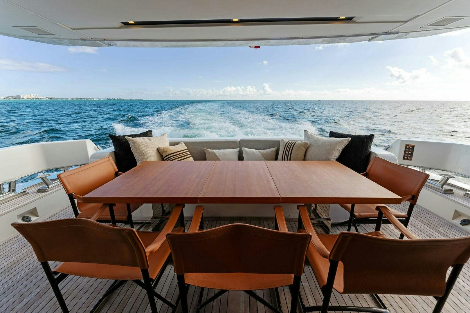 a table on a boat aboard GATSBY Yacht for Sale