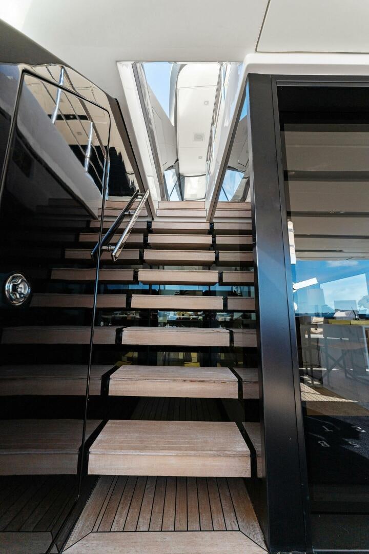 a staircase in a building aboard GATSBY Yacht for Sale