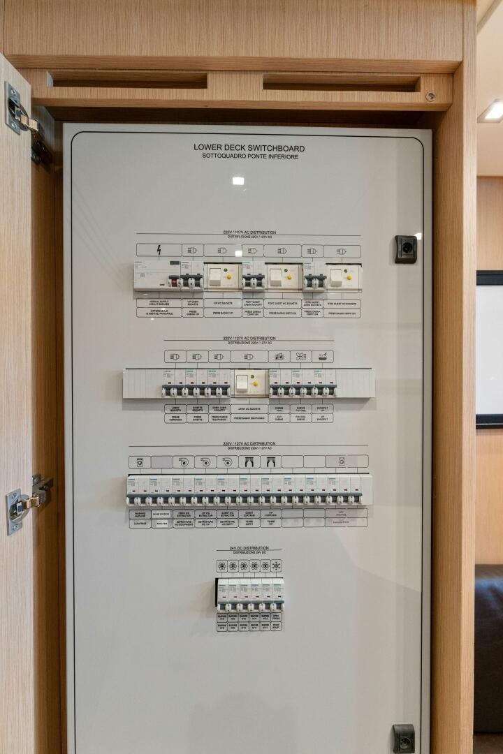 a white electrical box aboard GATSBY Yacht for Sale