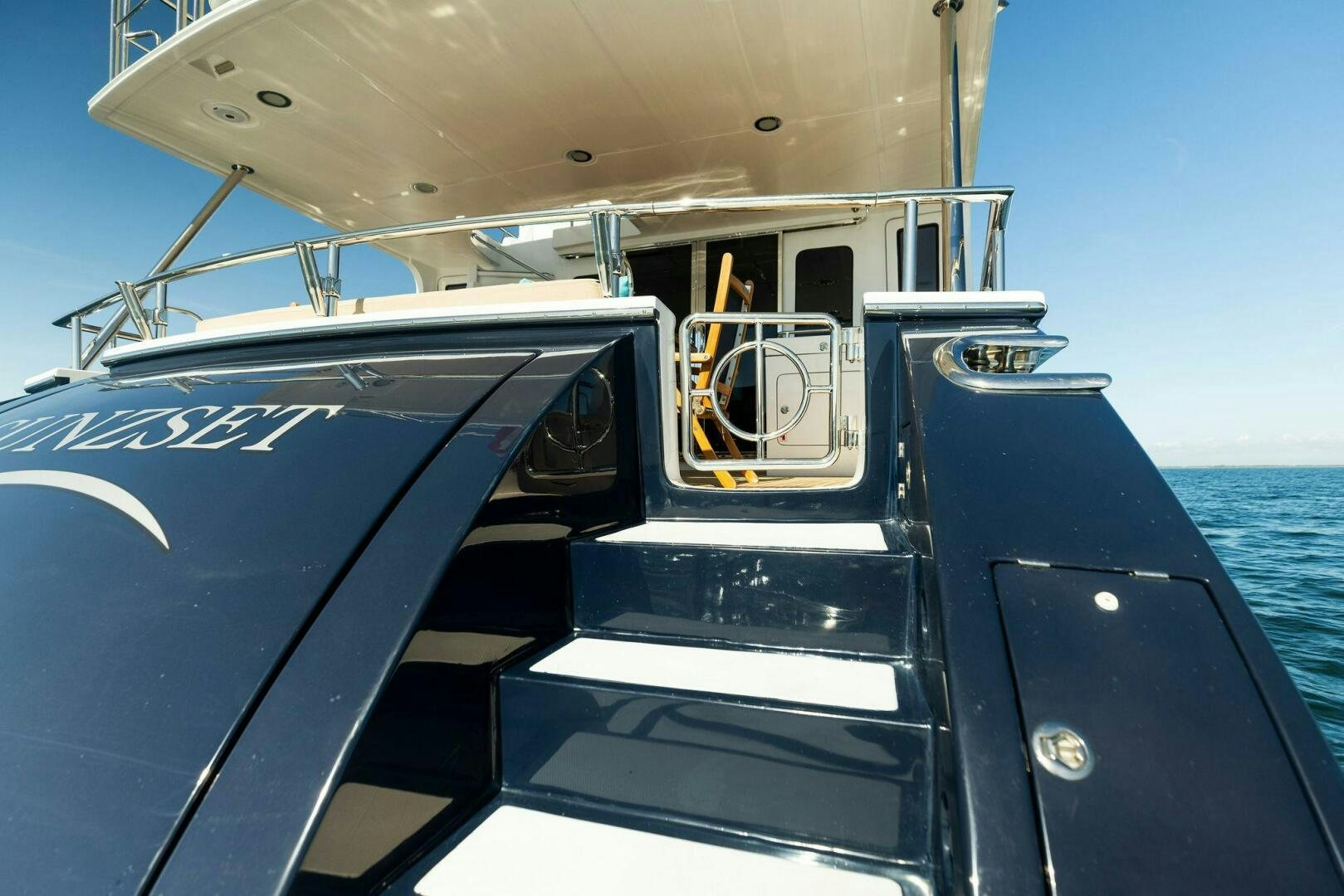 the front of a boat aboard SUNZSET Yacht for Sale