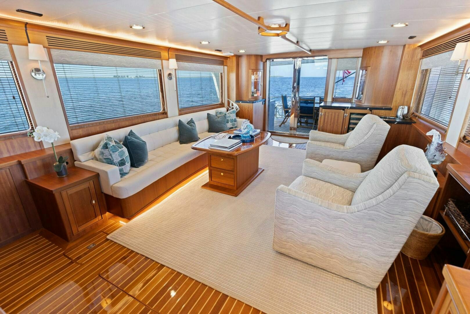 a large bedroom with a large bed aboard SUNZSET Yacht for Sale