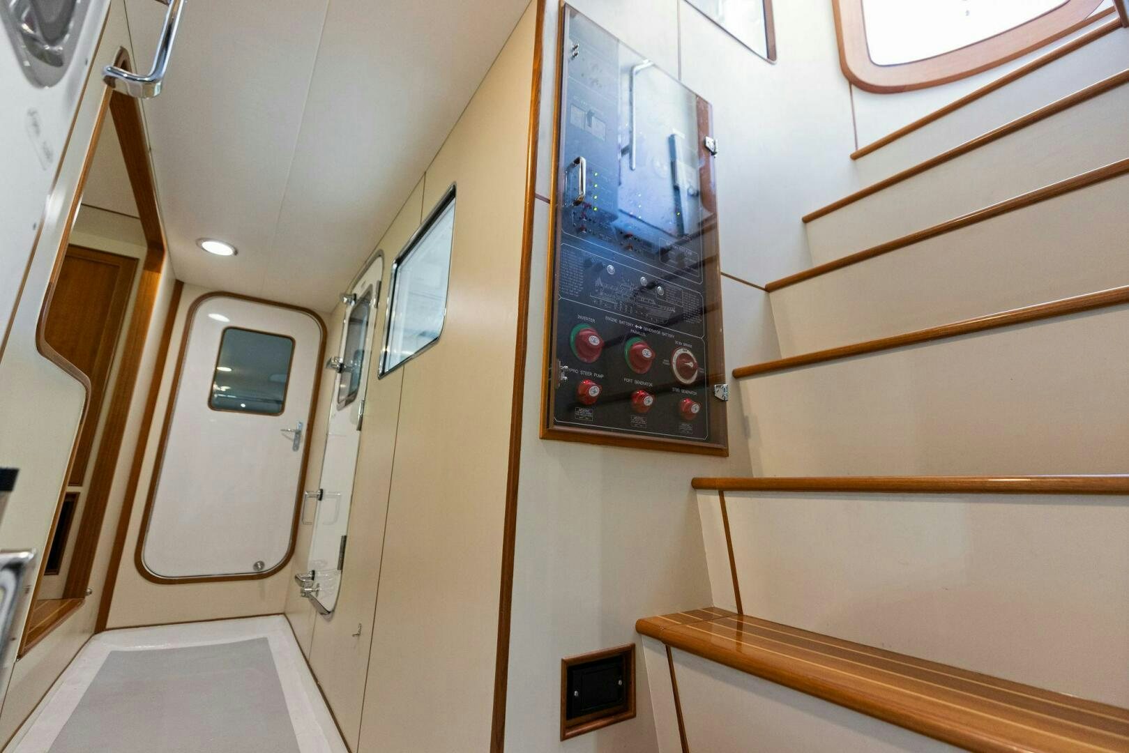 a room with a cabinet and a mirror aboard SUNZSET Yacht for Sale