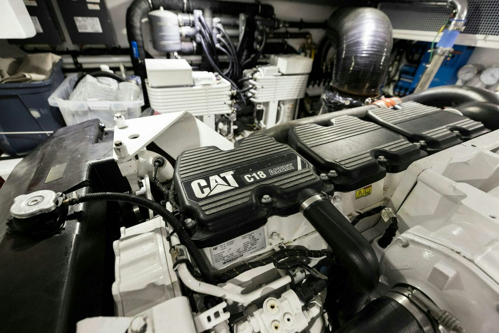 a car engine with many wires aboard SUNZSET Yacht for Sale