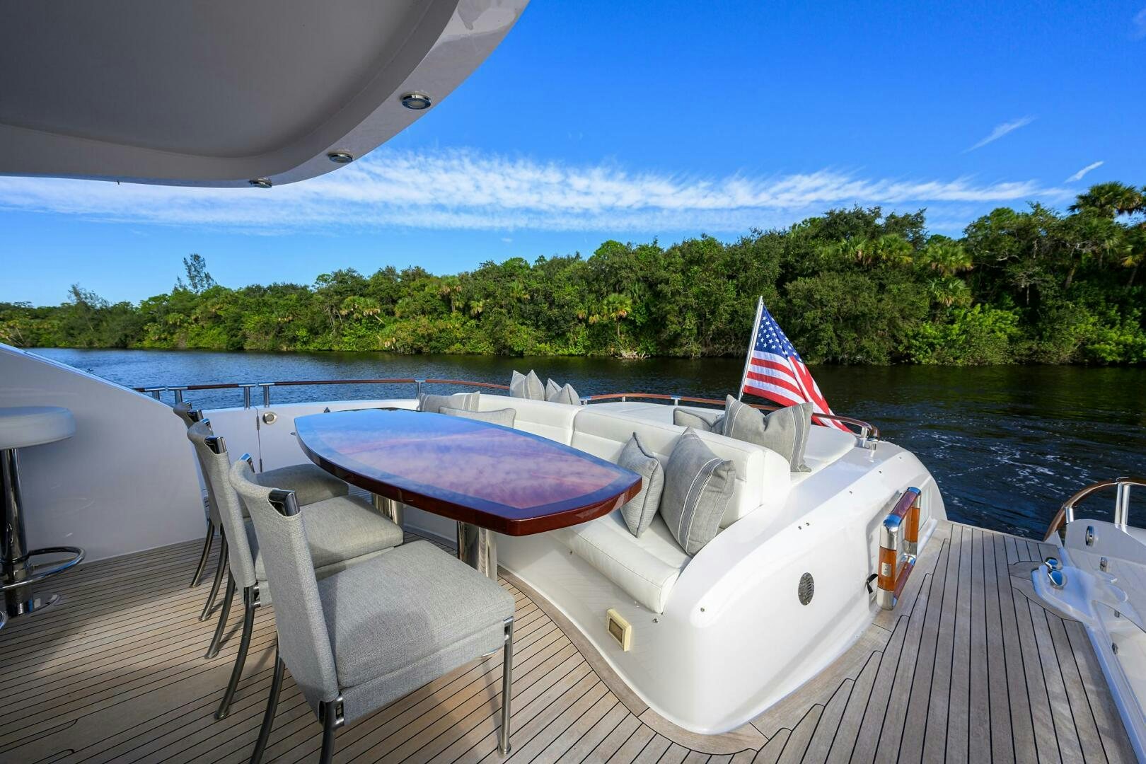 a boat on a deck aboard VIXEN Yacht for Sale