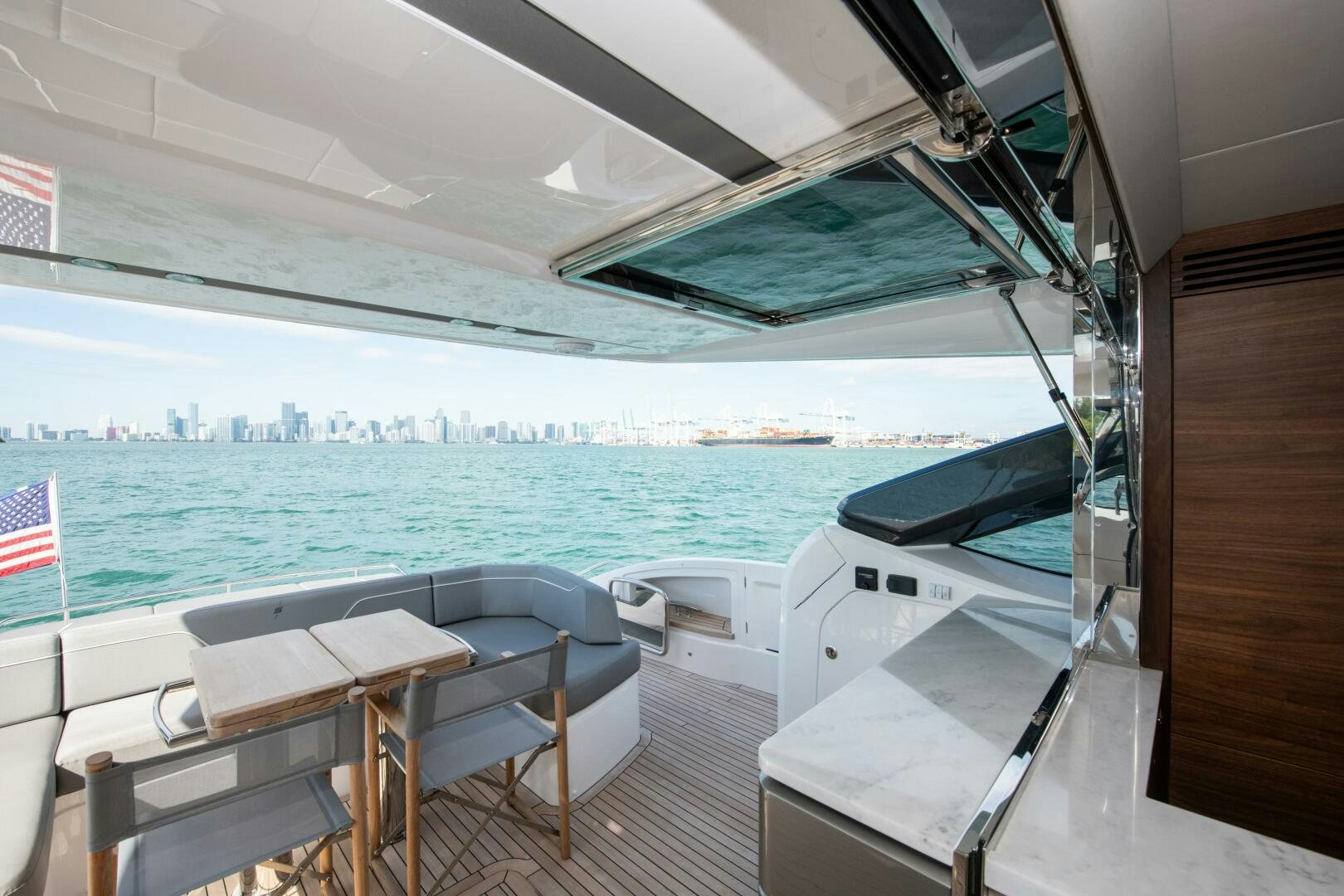 a boat on a deck aboard LADY D Yacht for Sale