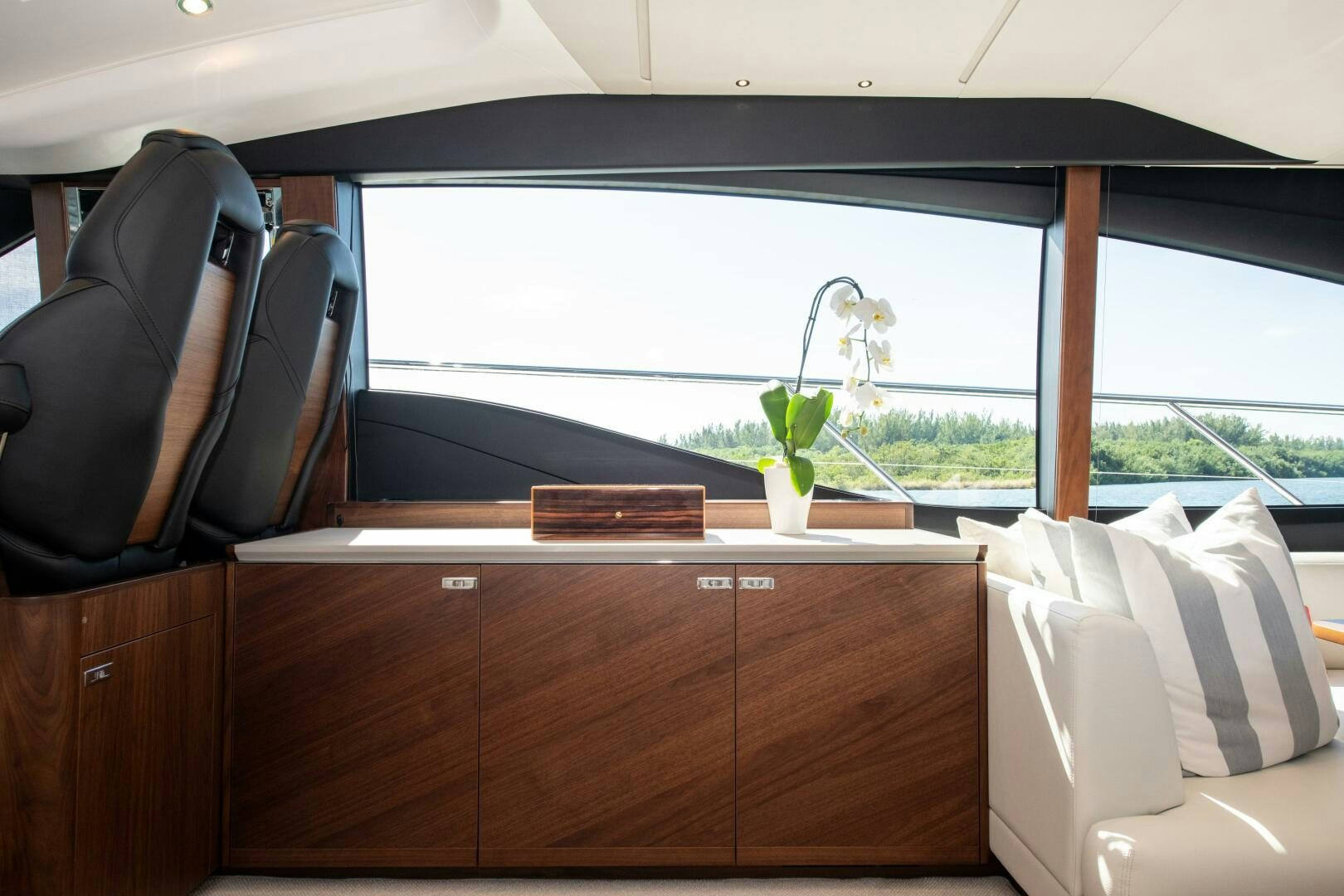 a plant in a pot on a window sill aboard LADY D Yacht for Sale