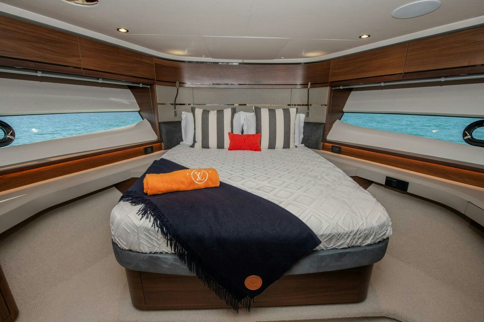 a bed in a cabin aboard LADY D Yacht for Sale