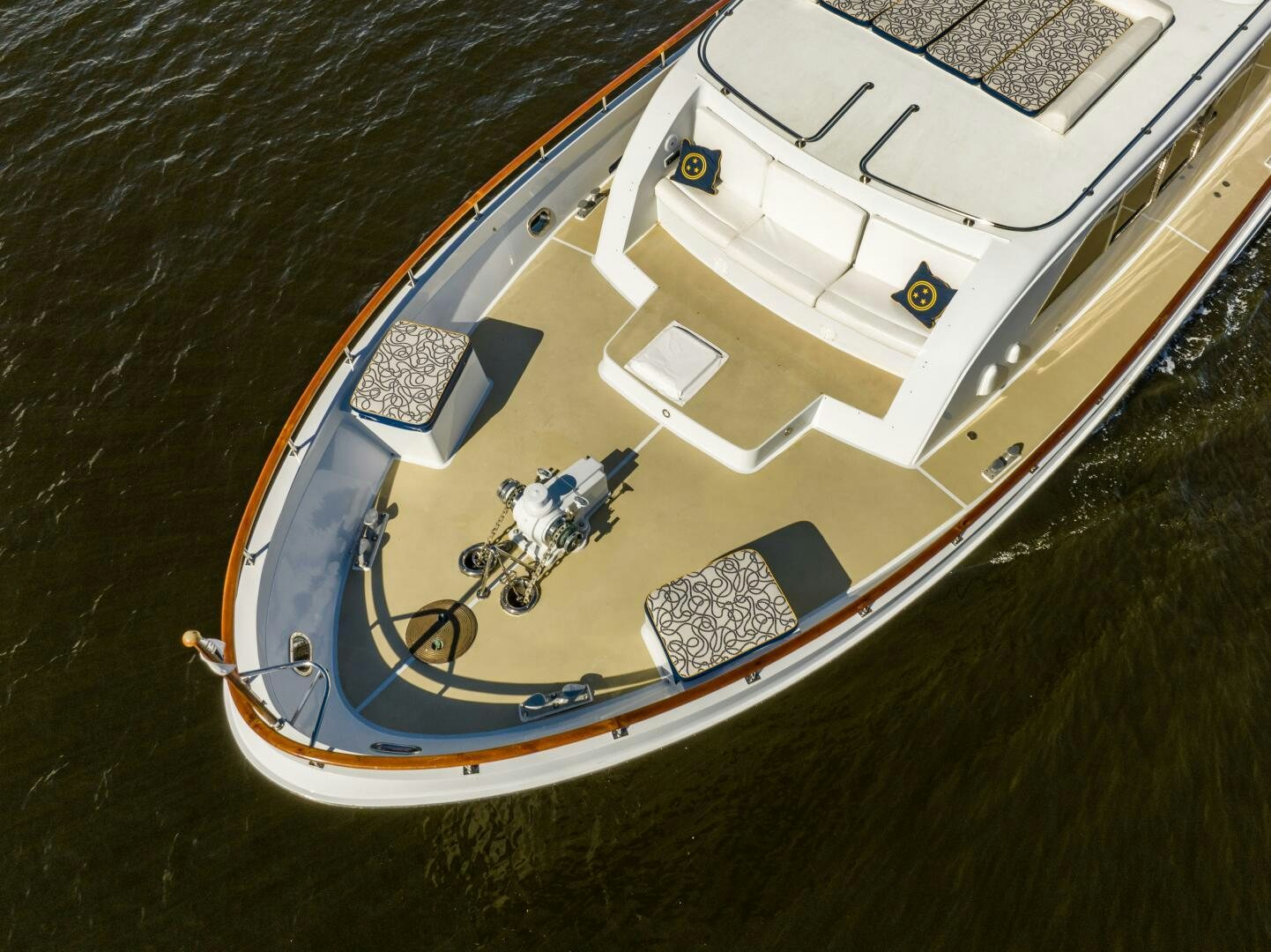 a high angle view of a ship aboard TRILOGY Yacht for Sale
