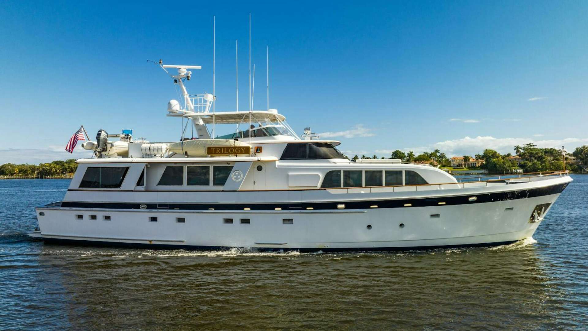 a boat on the water aboard TRILOGY Yacht for Sale