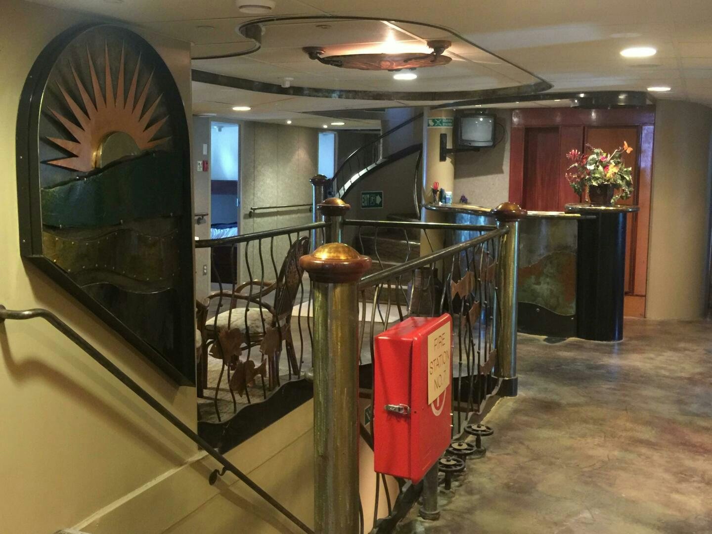 a large room with a large mirror aboard SALTY Yacht for Sale