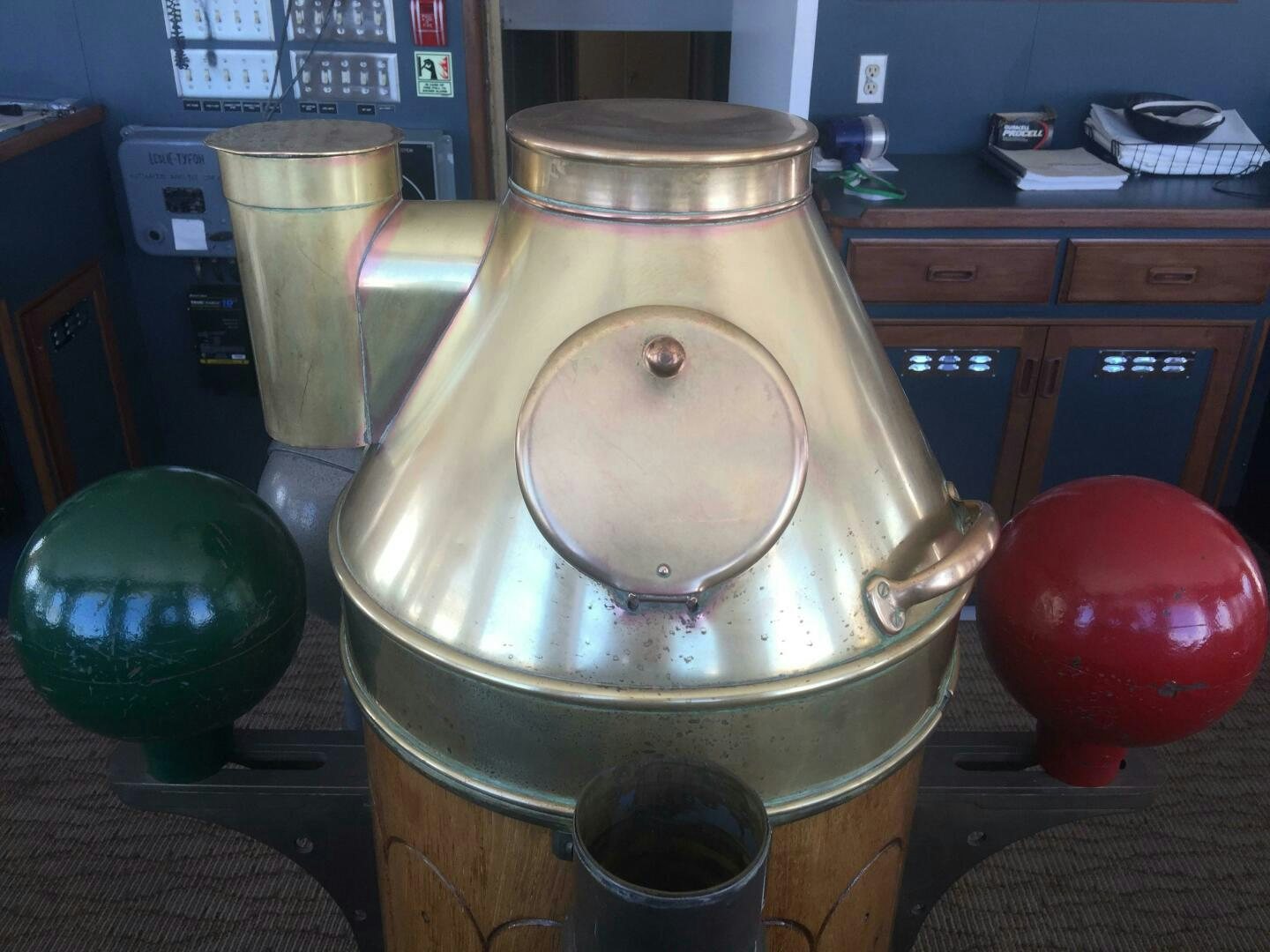 a tea kettle on a table aboard SALTY Yacht for Sale