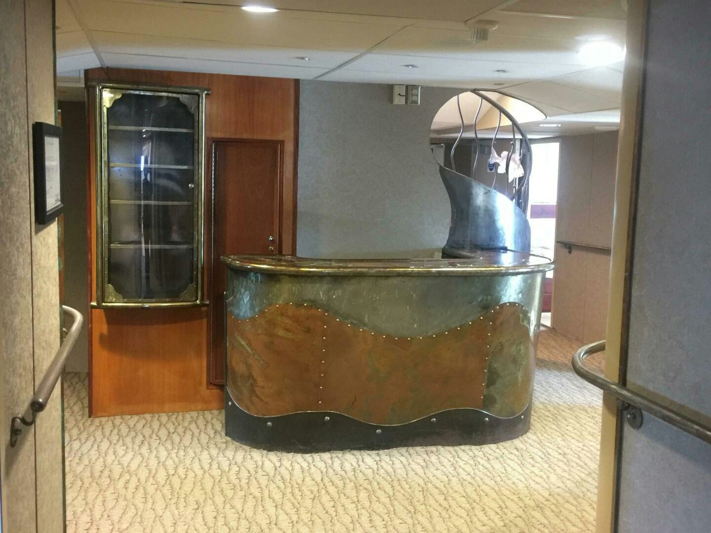 a large metal barrel in a room aboard SALTY Yacht for Sale