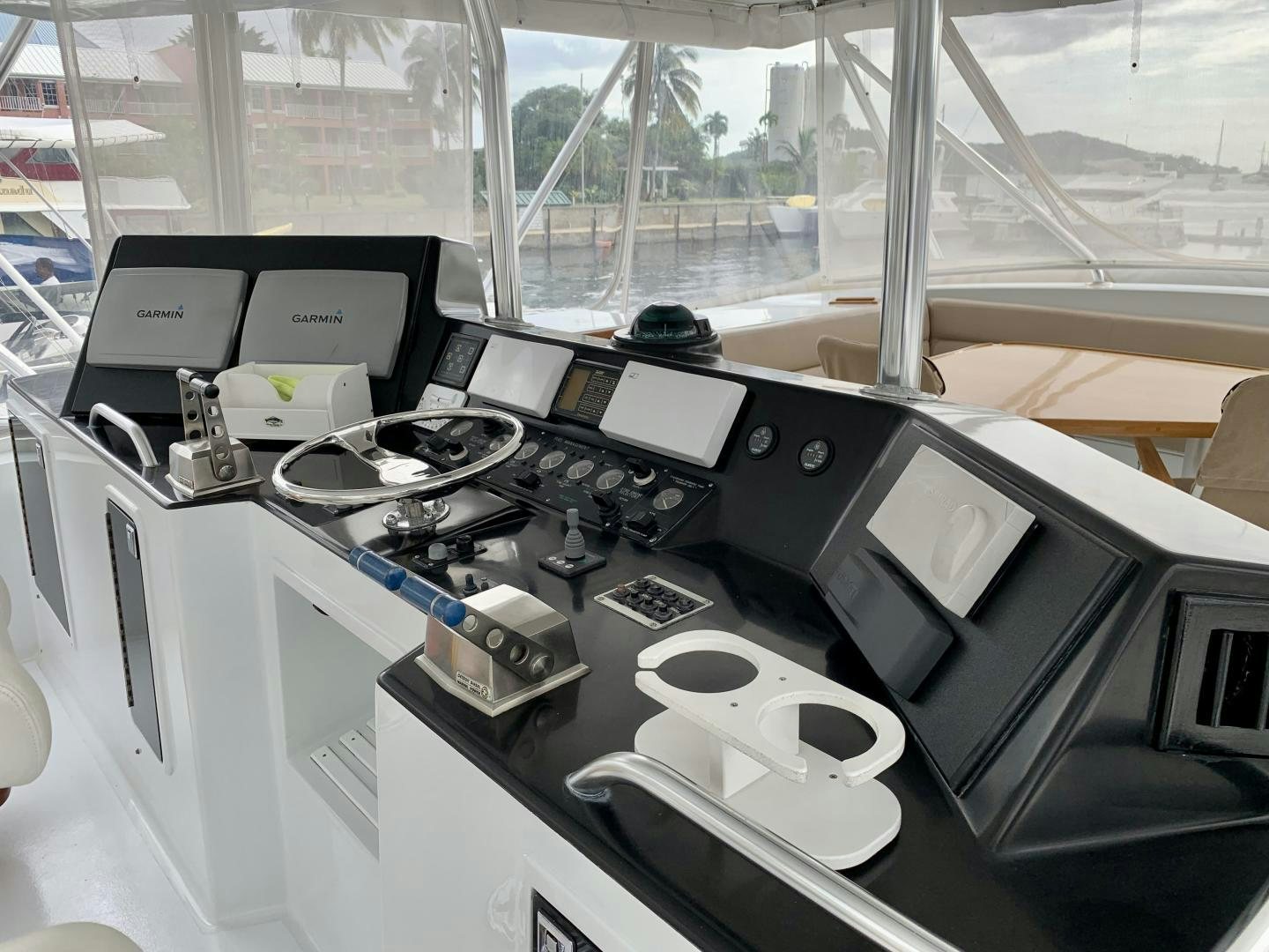 a room with many electronic devices aboard OBSESSION Yacht for Sale
