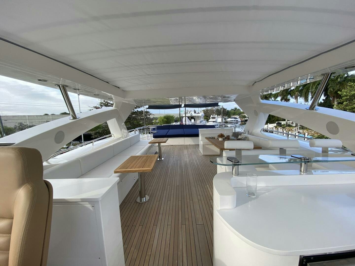 a room with a wood floor and white walls and a wood floor aboard SEAHORSE Yacht for Sale