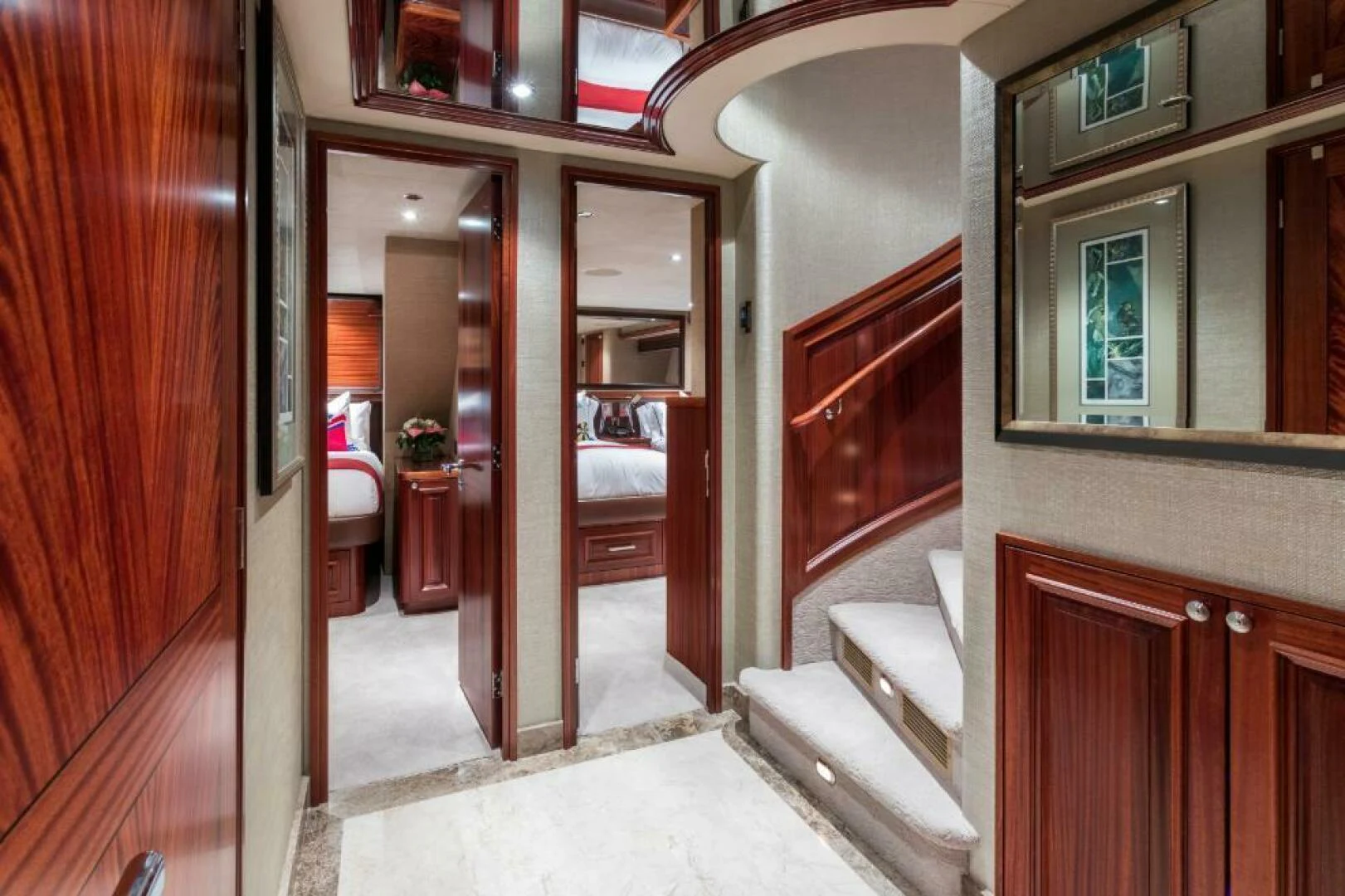 a room with a large mirror aboard ALL INN Yacht for Sale