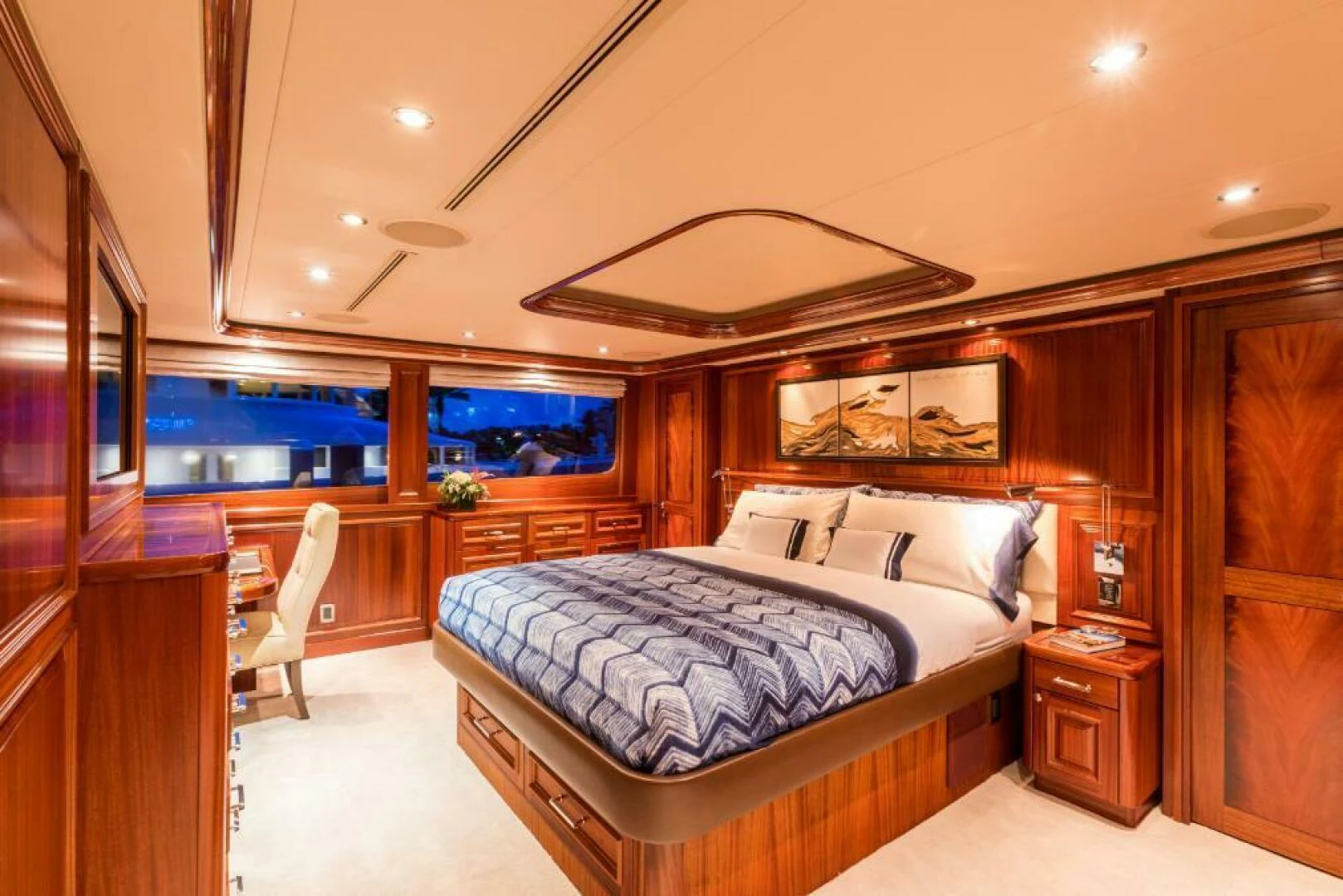 a bedroom with a large bed aboard ALL INN Yacht for Sale
