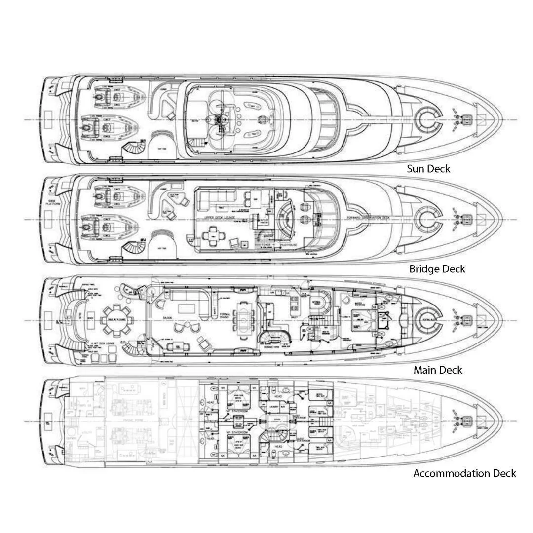 diagram, engineering drawing aboard ALL INN Yacht for Sale