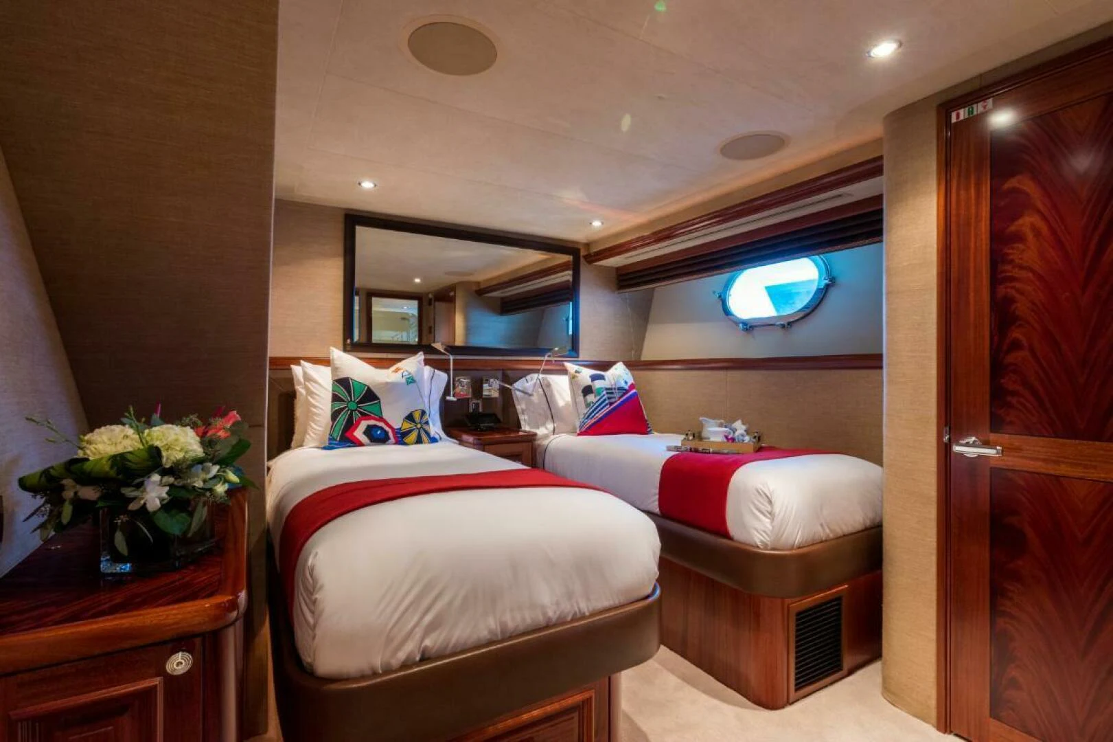 a room with two beds aboard ALL INN Yacht for Sale