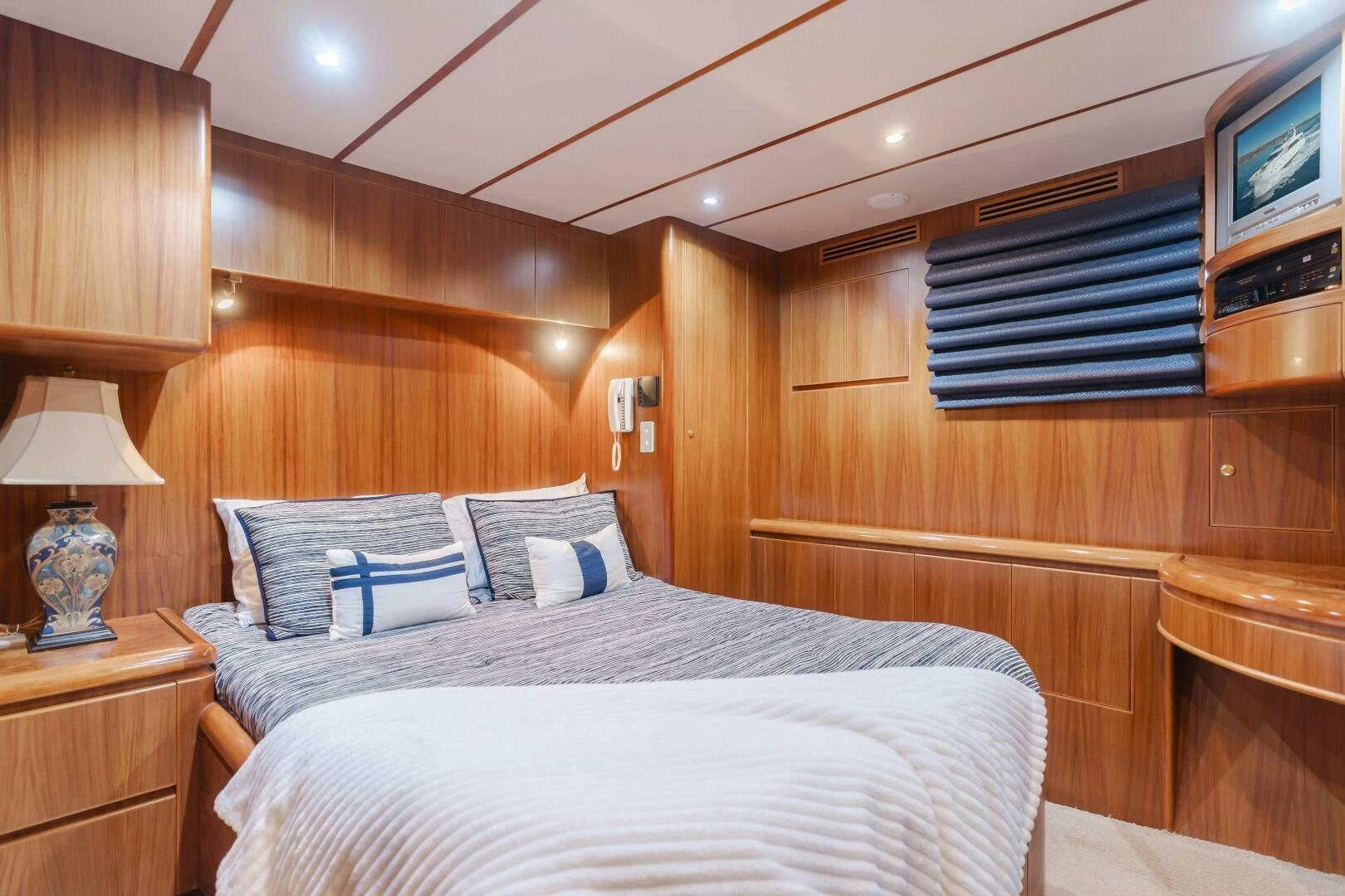 a bed in a cabin aboard MONEY CAT Yacht for Sale