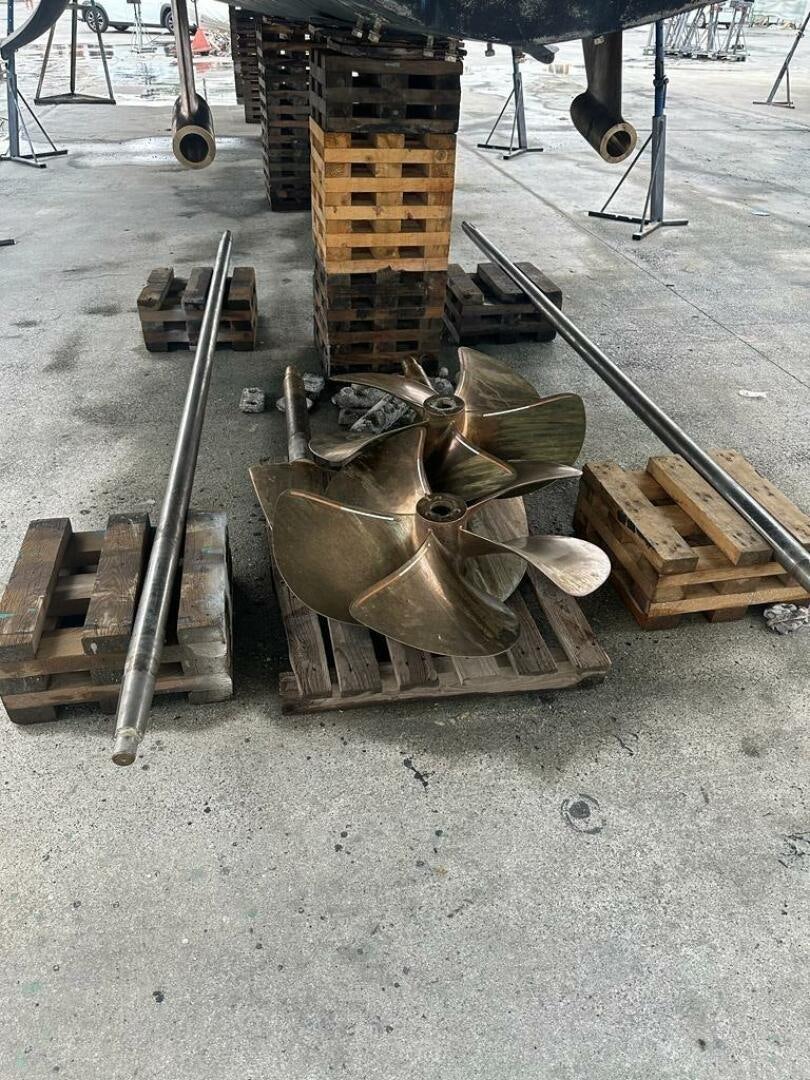 a pile of wood blocks aboard VISTA III Yacht for Sale