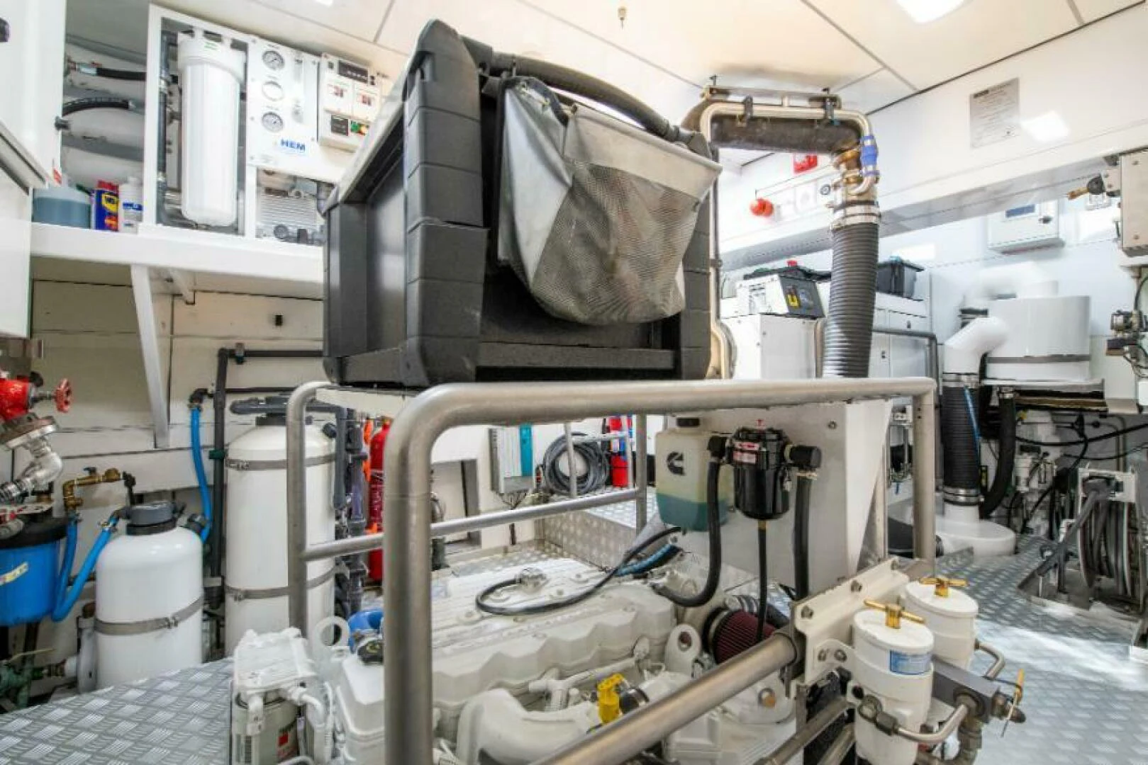 a machine with a large piece of equipment on it aboard MOUSETRAP Yacht for Sale