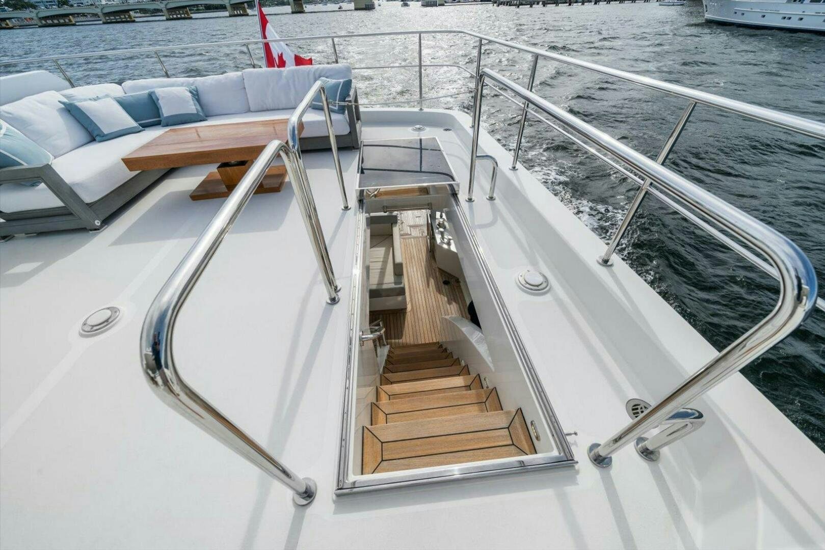 a boat with a wooden deck aboard CAROL ELAINE Yacht for Sale