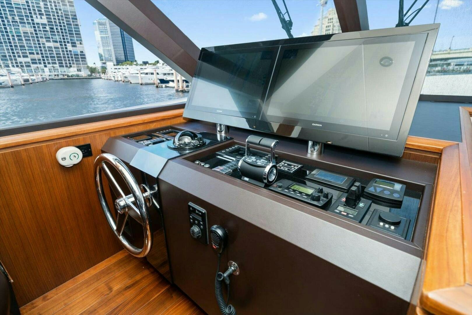 a television on a cabinet aboard CAROL ELAINE Yacht for Sale