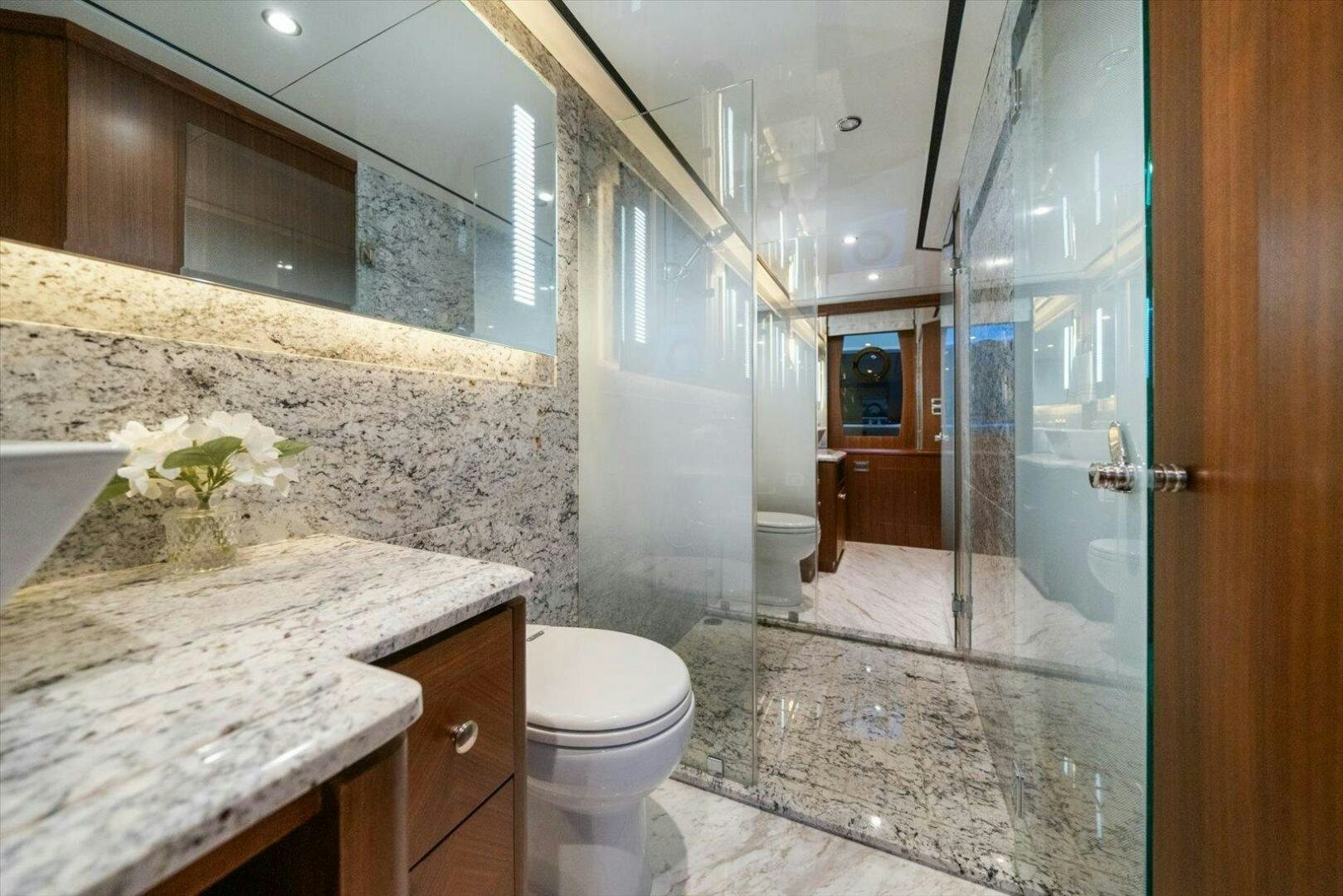 a bathroom with a marble counter top aboard CAROL ELAINE Yacht for Sale
