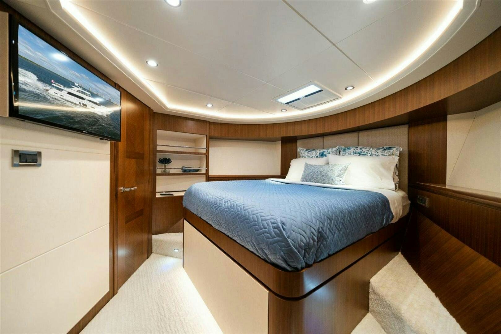 a bed in a room aboard CAROL ELAINE Yacht for Sale